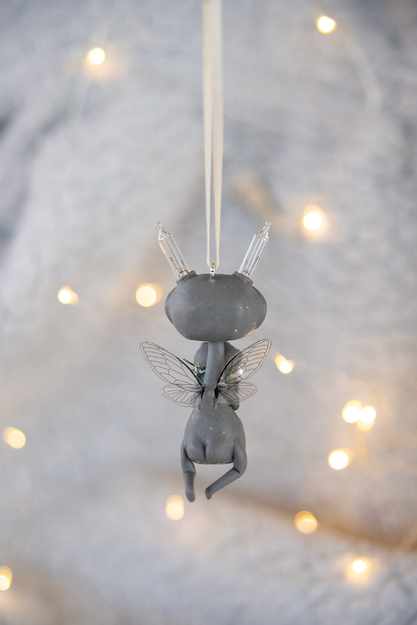 Flying Light Sprocket & Baby Ornament w/ Cream Ribbon #137 (tight)