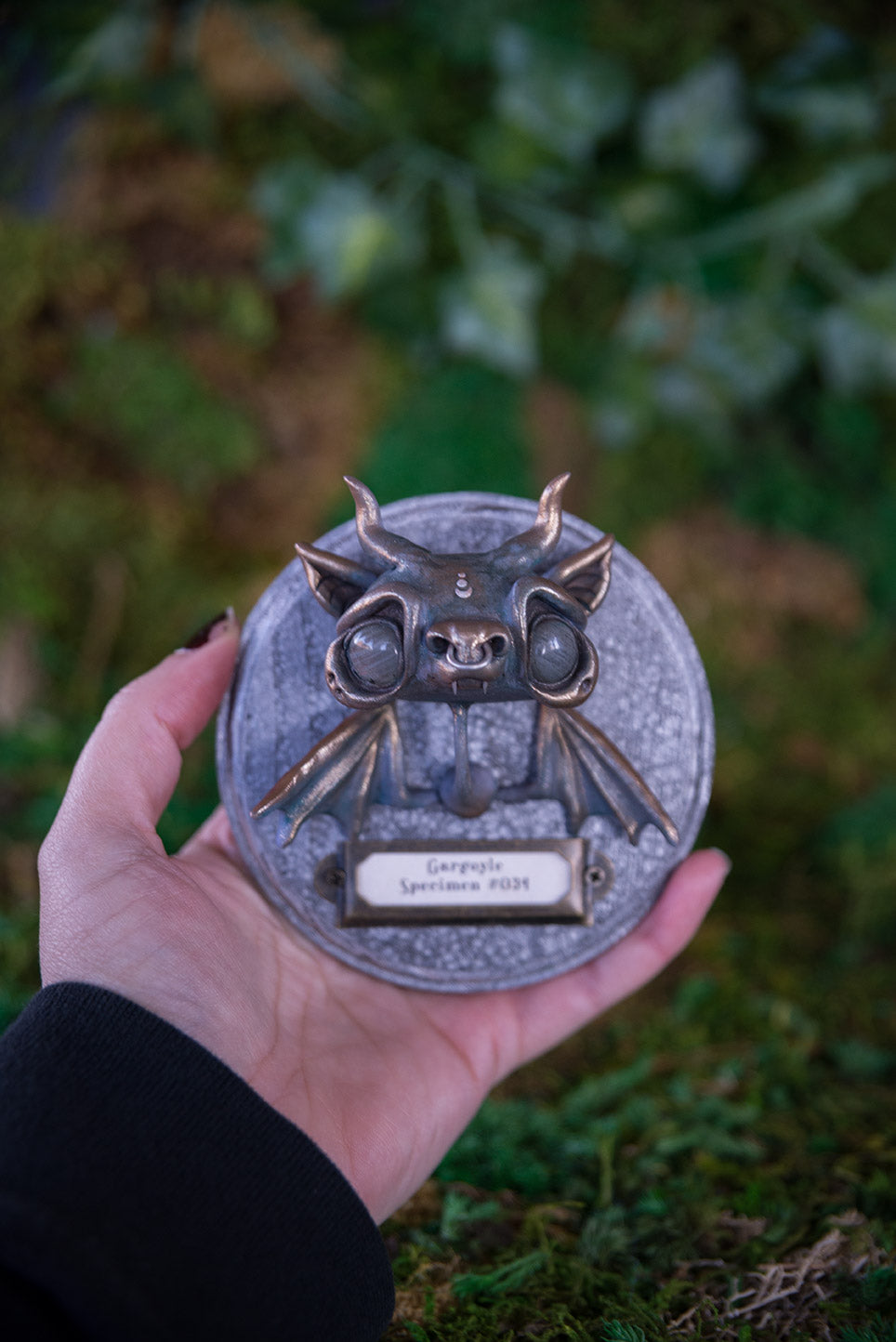 Bronzed Gargoyle w/ Septum Ring Wall Mount #034