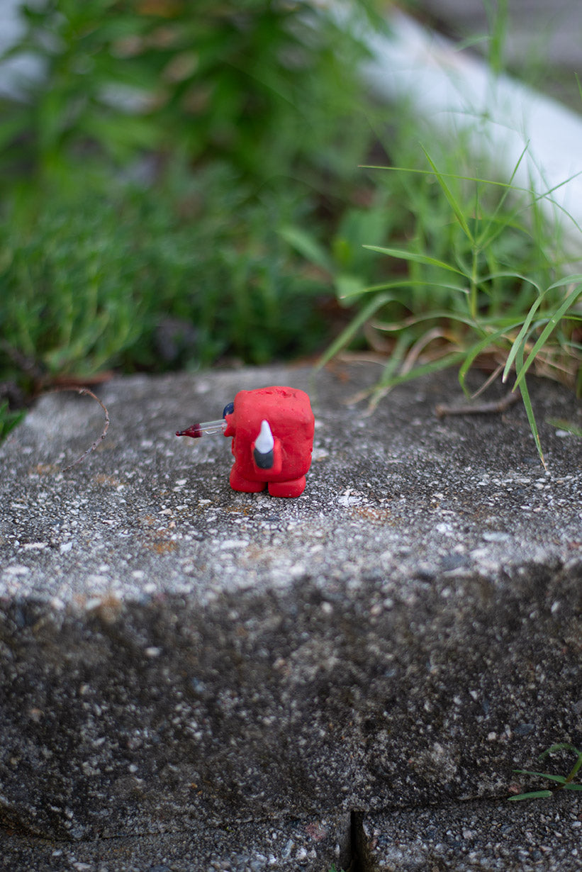 Red V Cube with Dagger