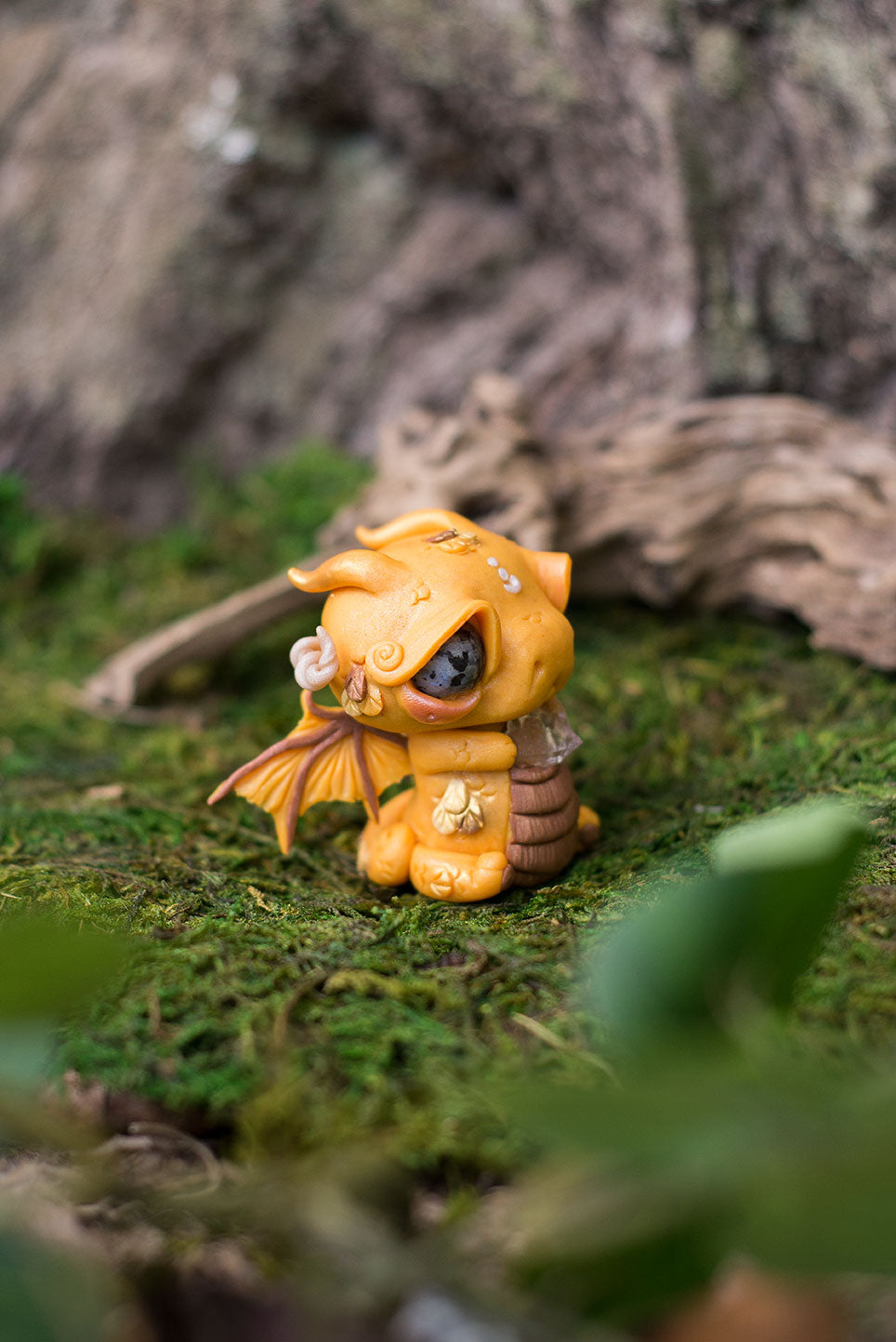 Gold Dragon Mish w/ Black Spectrolite Eyes & Citrine #84