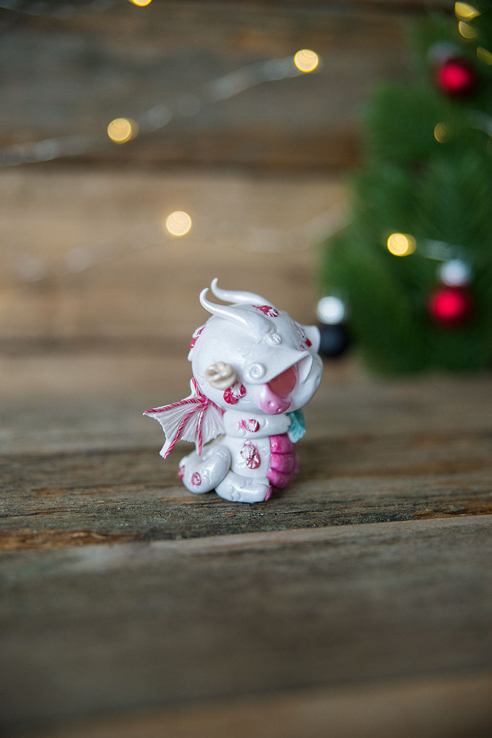 Red Candy Cane Dragon Mish w/ Cherry Quartz Eyes & Amazonite #102