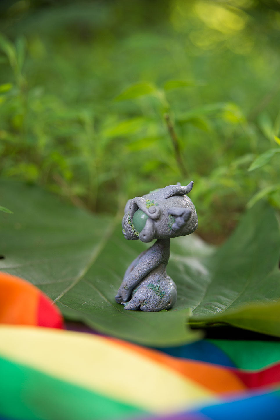 Mossy Gargoyle Mish w/ jade eyes & obsidian #132