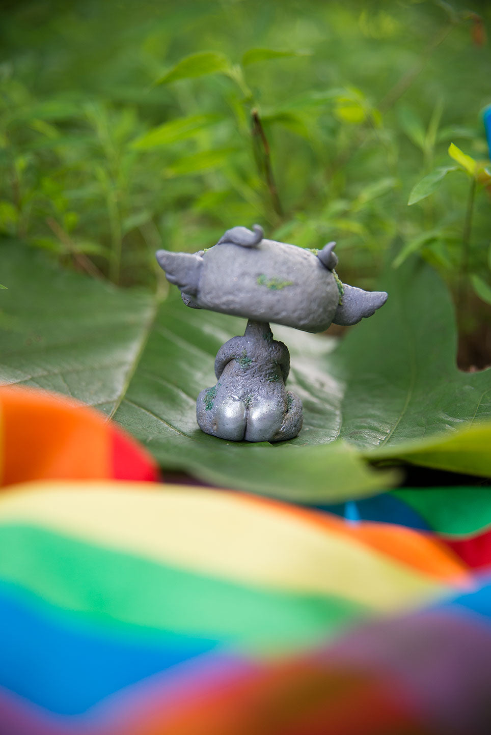 Mossy Gargoyle Mish w/ jade eyes & obsidian #132