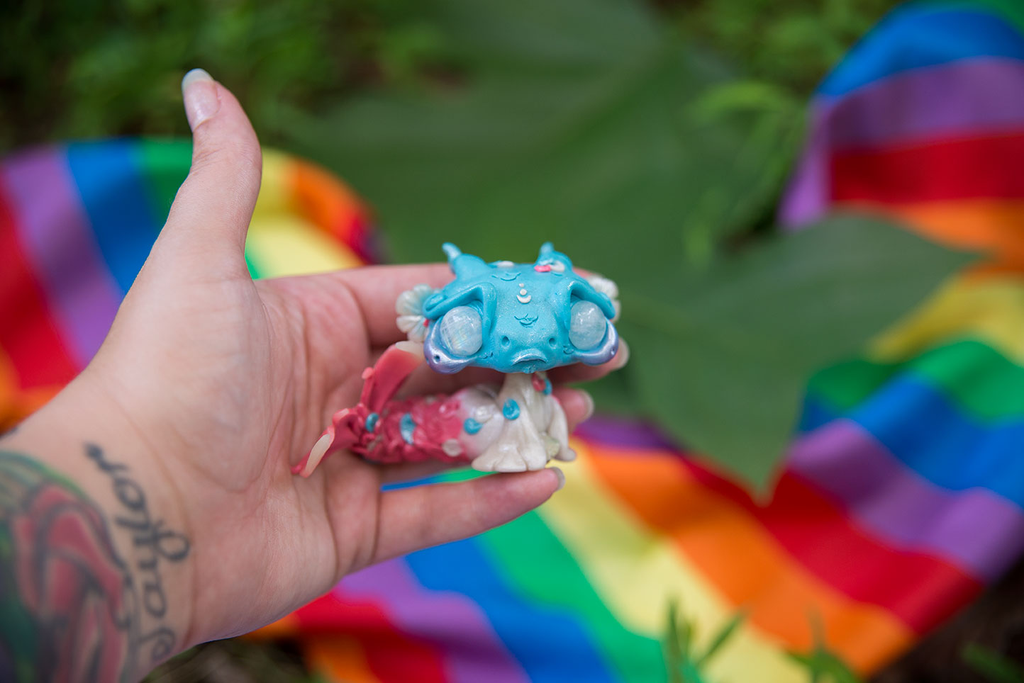 Transgender Water Dragon Mish w/ moonstone eyes & opal #137