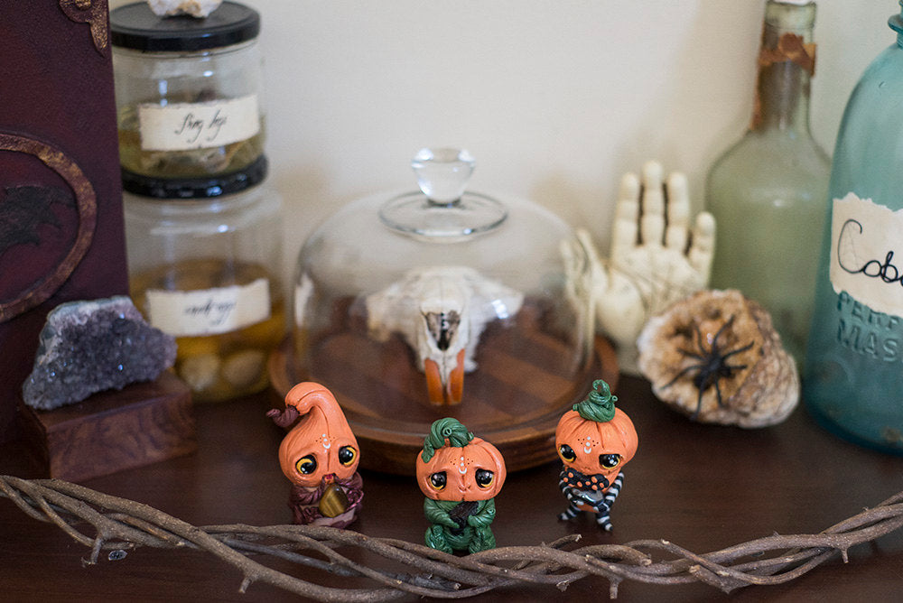 SALE! Spink the Pumpkinhead Mish - OOAK collectible handmade polymer clay art toy gift