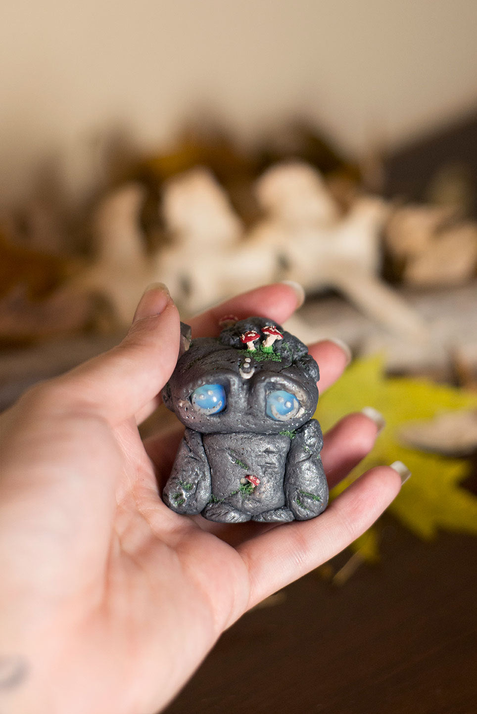 Theodore the Rock Mish - OOAK collectible handmade polymer clay art toy gift