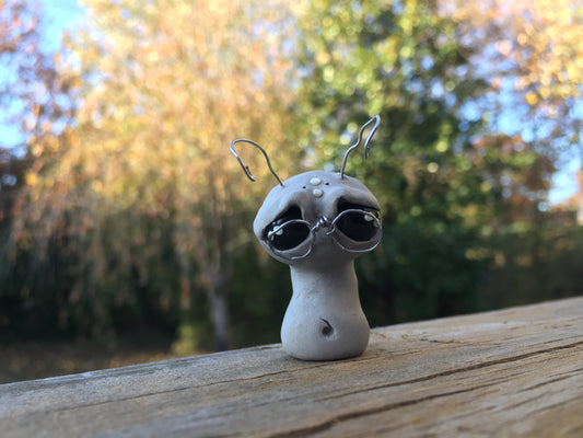 Bookworm Sprocket -OOAK collectible handmade polymer clay art toy gift