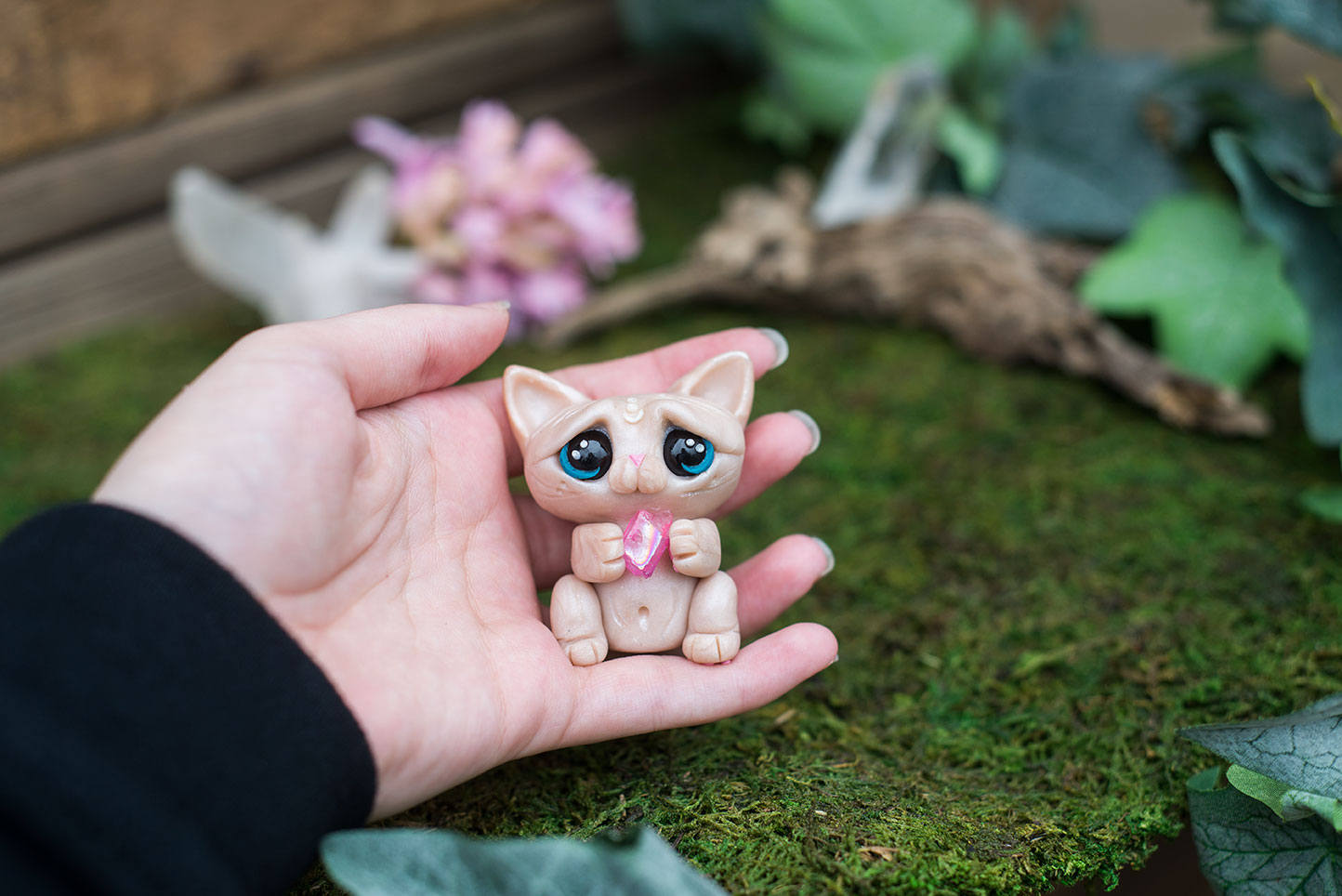 SALE!!! Hairless Cat Mish - OOAK collectible handmade polymer clay art toy gift