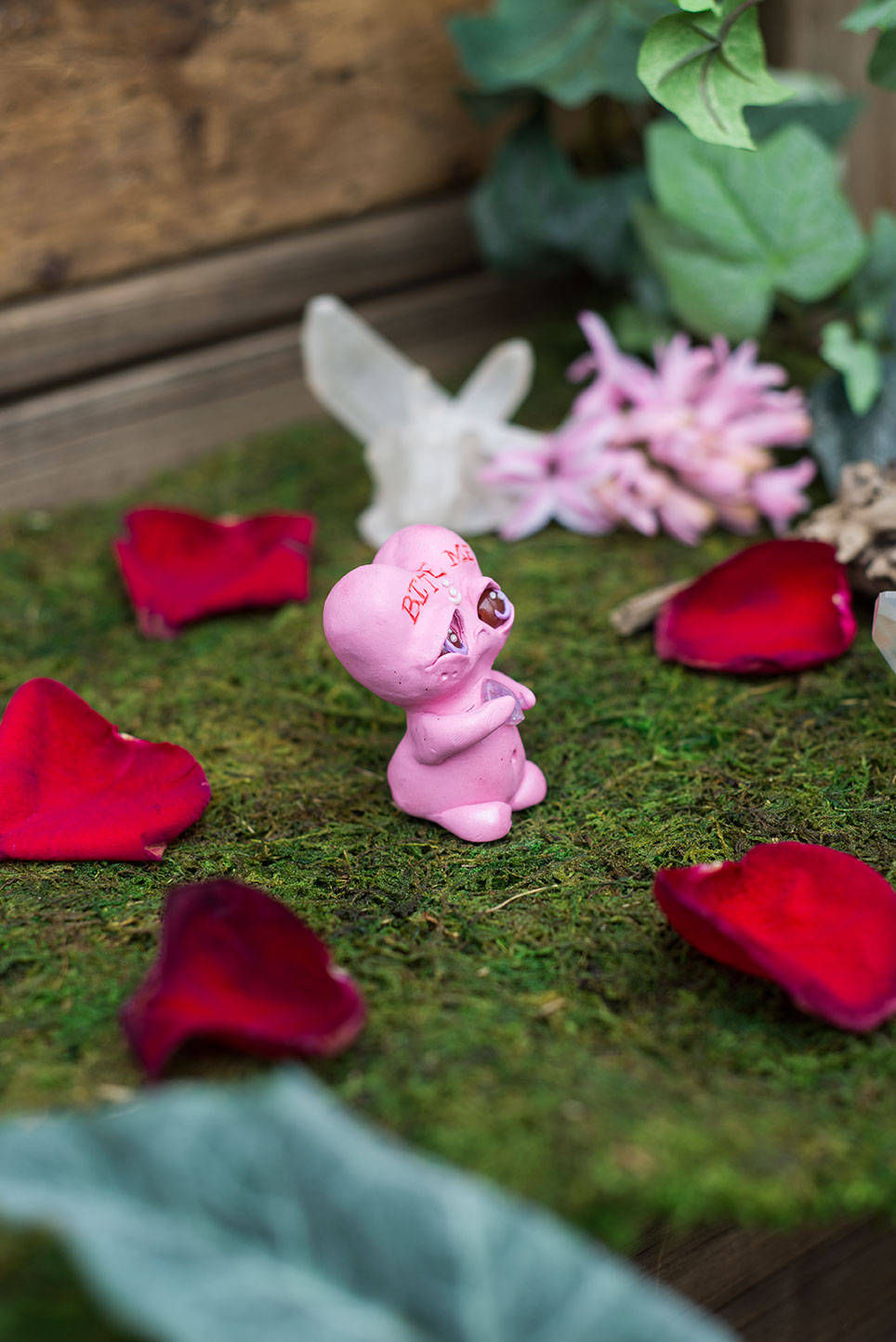 SALE!!! Bite Me Conversation Heart Mish - OOAK collectible handmade polymer clay art toy gift