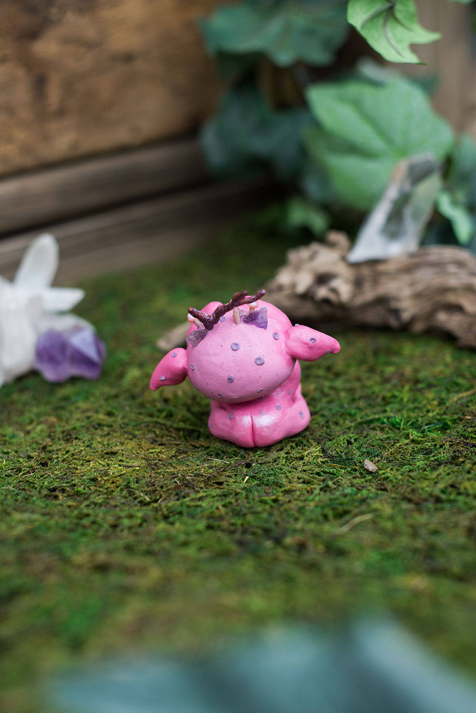Pink Goblin Mish - OOAK collectible handmade polymer clay art toy gift