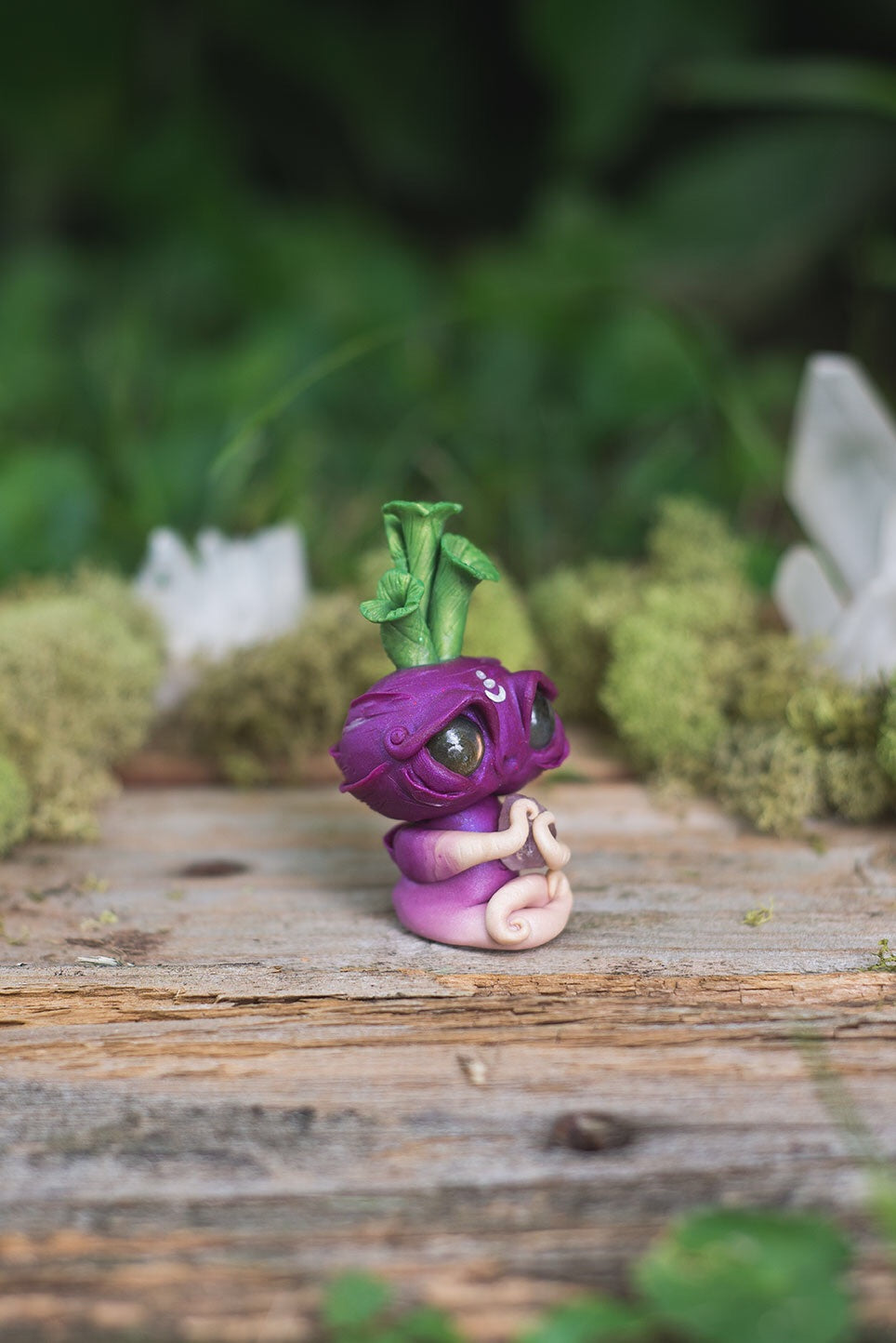 Turnip Mish with Labradorite Eyes & Fluorite Crystal