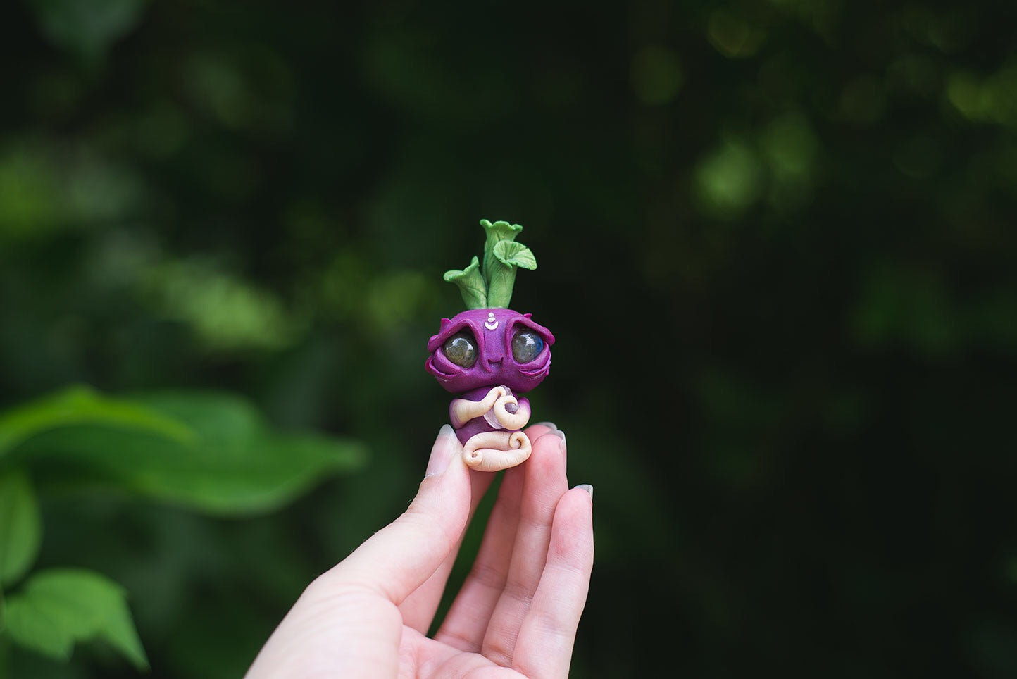 Turnip Mish with Labradorite Eyes & Fluorite Crystal