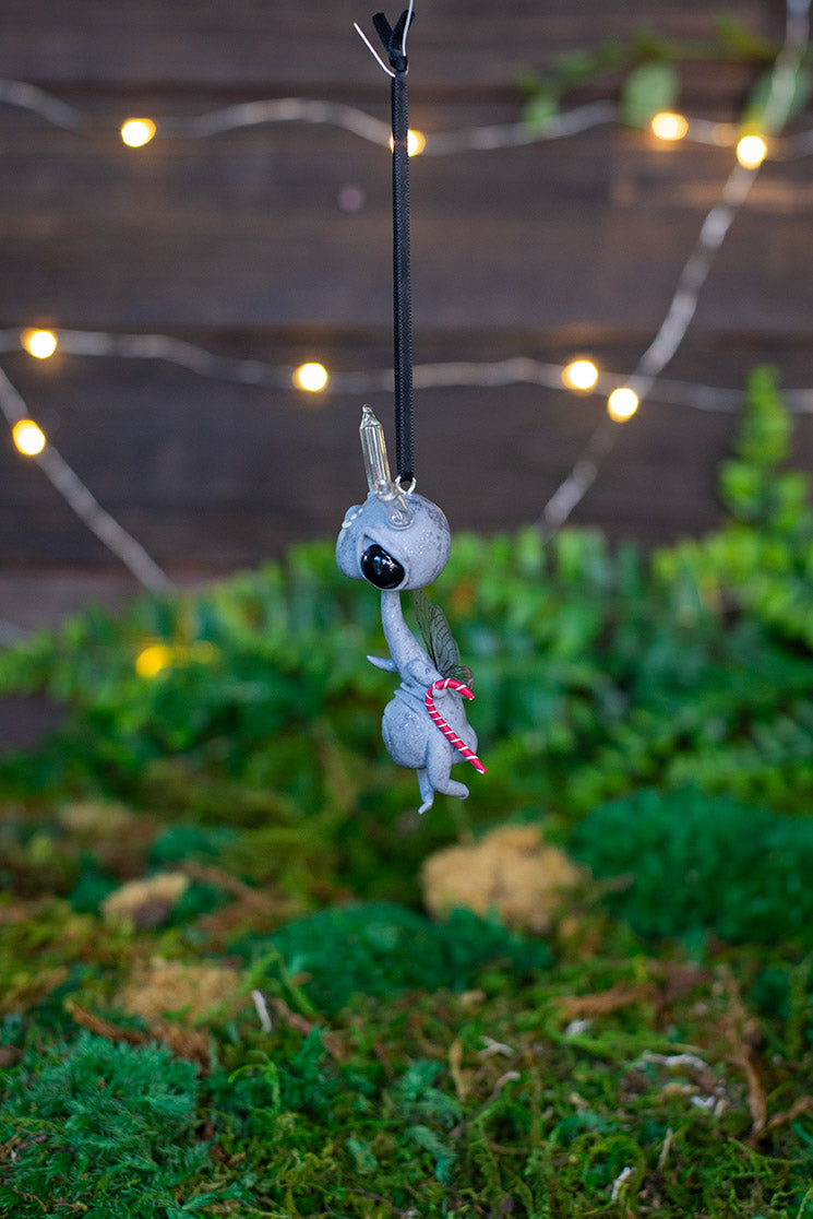 Flying Light Sprocket Ornament w/ Candy Cane (black) #145