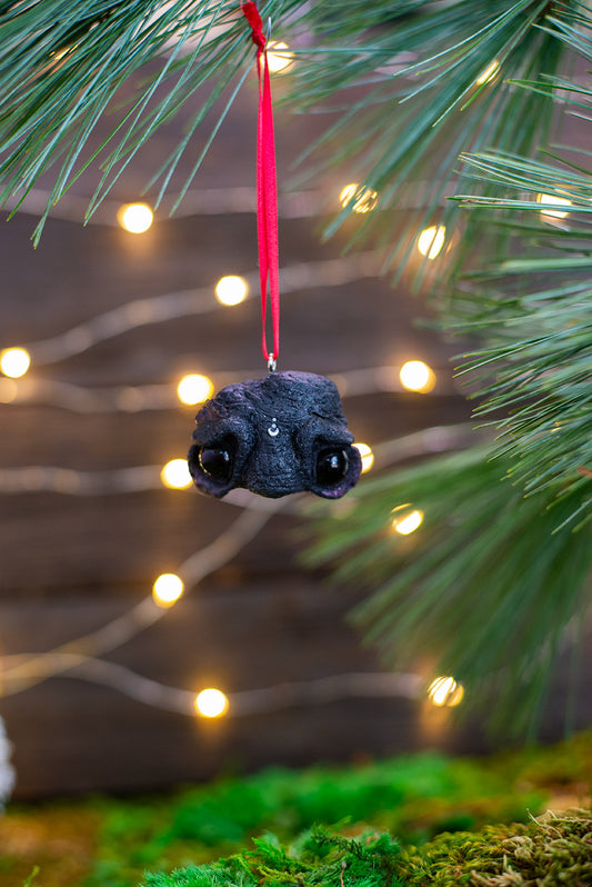 Lump of Coal Ornament w/ Red Ribbon #026