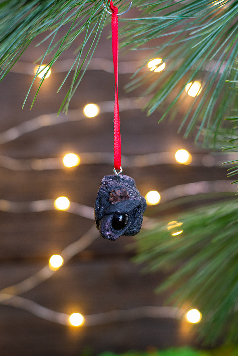 Lump of Coal Ornament w/ Red Ribbon #026
