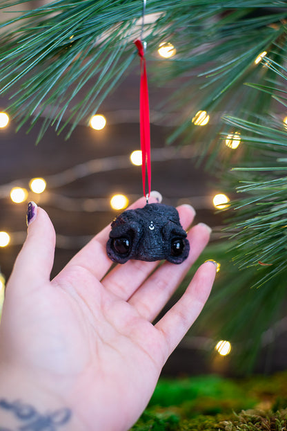 Lump of Coal Ornament w/ Red Ribbon #026