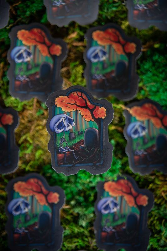 Skeleton Cemetery Sticker