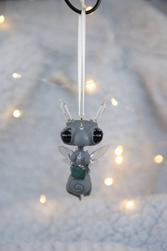 Flying Light Sprocket & Baby Ornament w/ Cream Ribbon #137 (tight)
