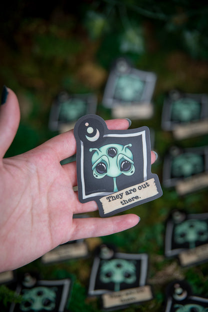 They Are Out There Glowing Alien Sticker