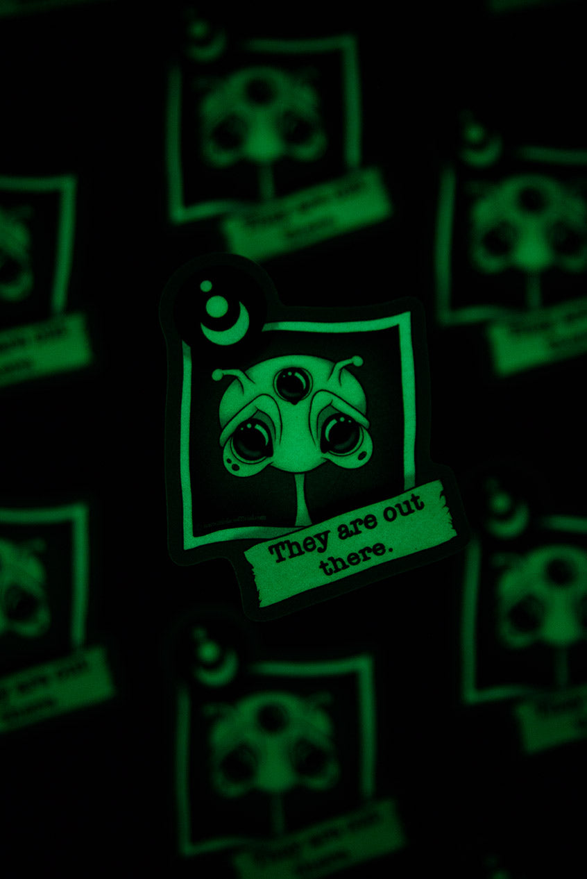 They Are Out There Glowing Alien Sticker