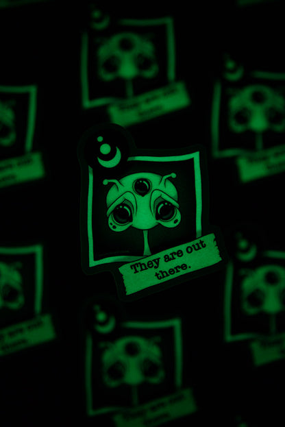 They Are Out There Glowing Alien Sticker
