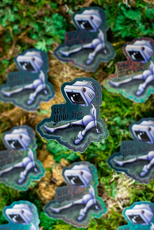 Use Your Brain Computer Head Sticker