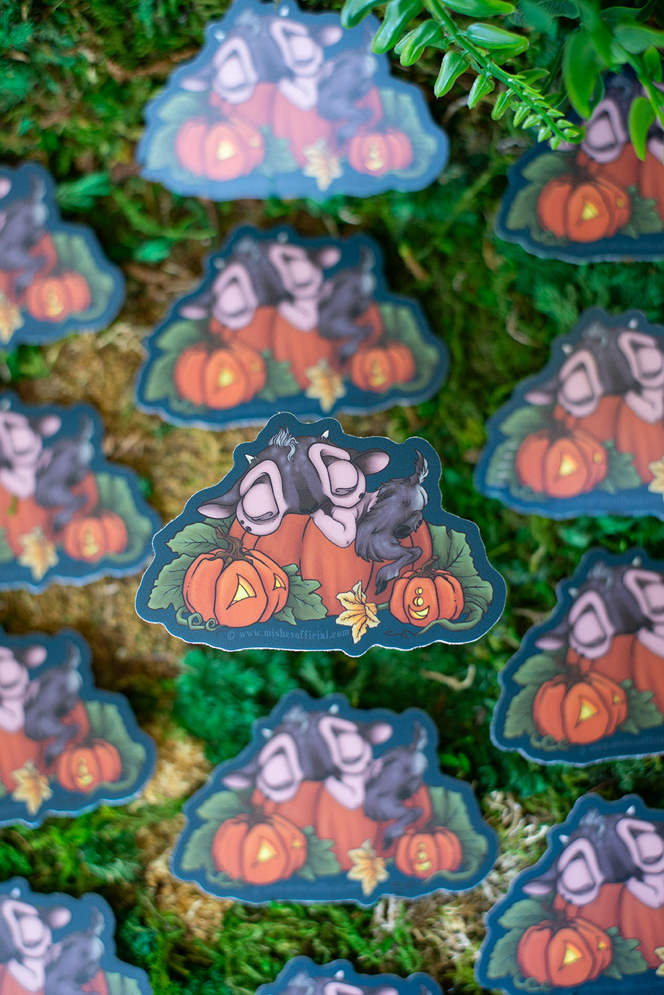 Baby Faun Sleeping in Pumpkin Patch Sticker