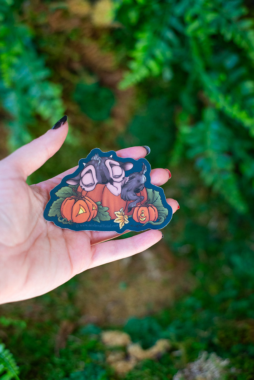 Baby Faun Sleeping in Pumpkin Patch Sticker