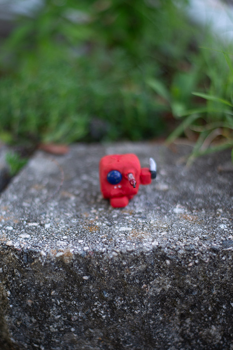 Red V Cube with Dagger