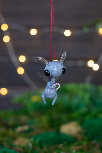 Flying Light Sprocket Ornament w/ Candy Cane (red) #143