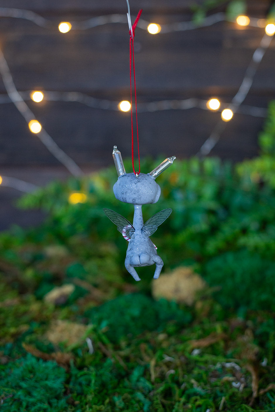Flying Light Sprocket Ornament w/ Candy Cane (red) #143