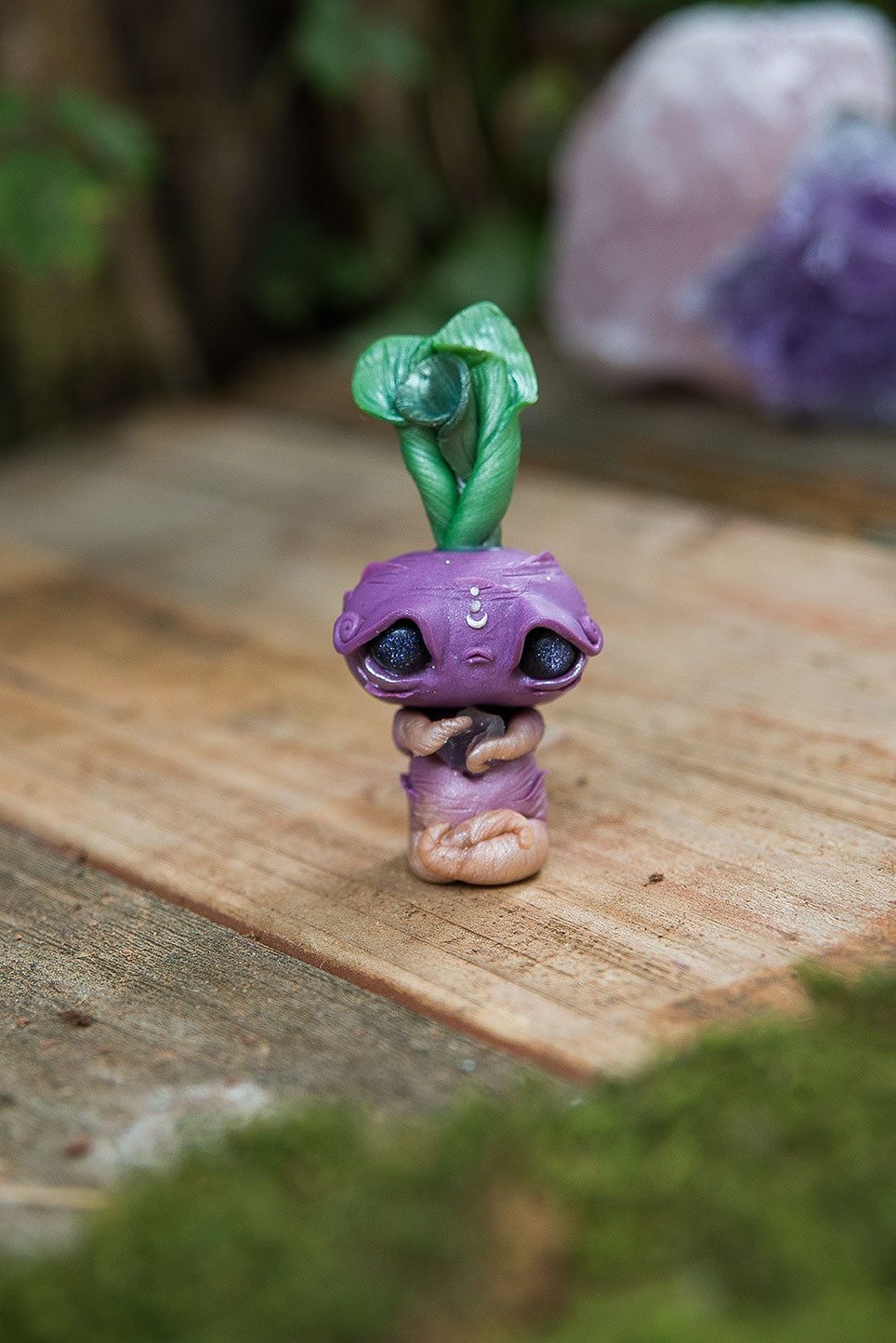Light Purple Turnip Mish with Blue Goldstone Eyes & Fluorite