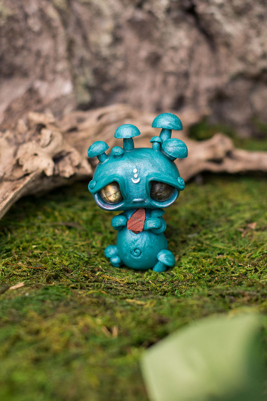 Blue Mishroom w/ Labradorite Eyes & Red Jasper