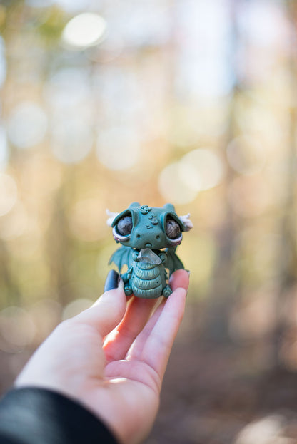 Green Dragon Mish w/ Black Spectrolite Eyes & Citrine