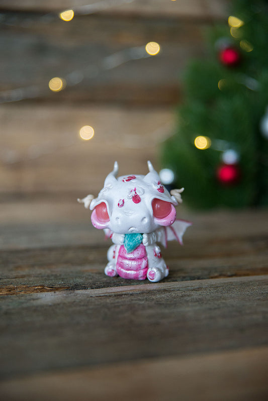 Red Candy Cane Dragon Mish w/ Cherry Quartz Eyes & Amazonite #102