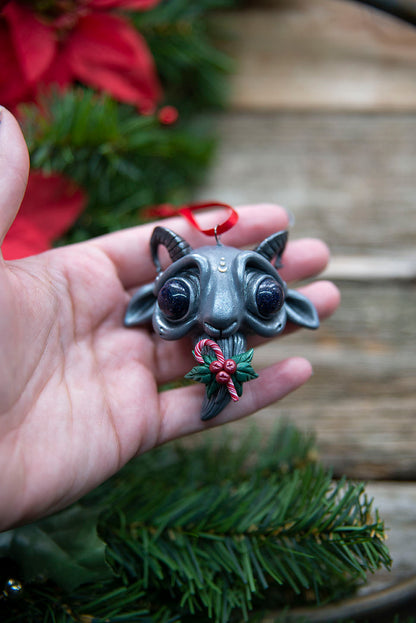 Gray Yule Goat Ornament #2