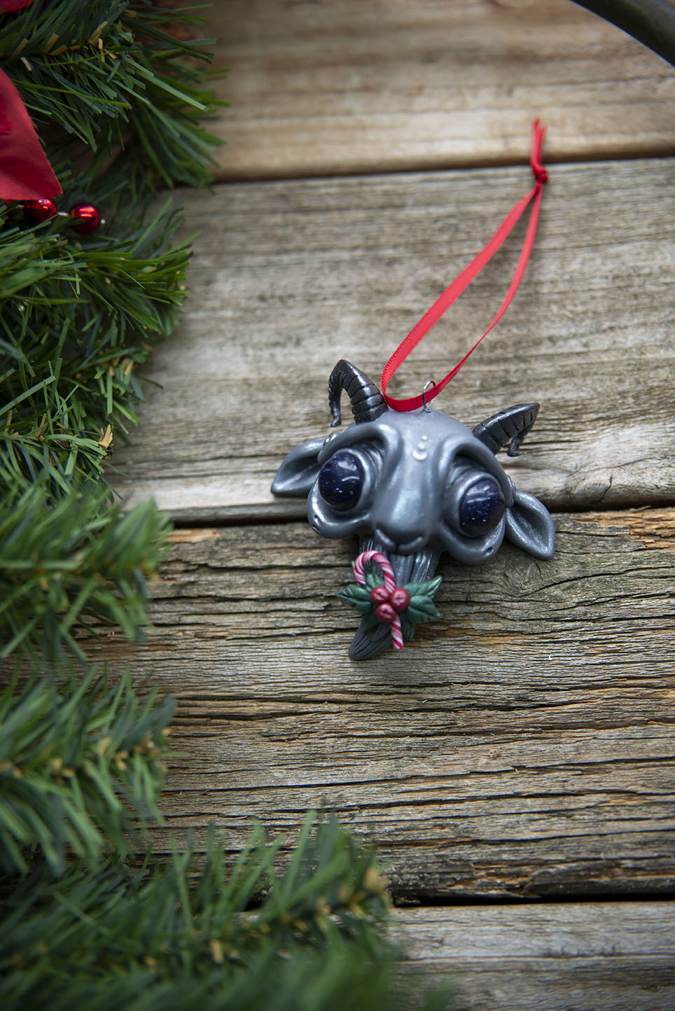 Gray Yule Goat Ornament #2