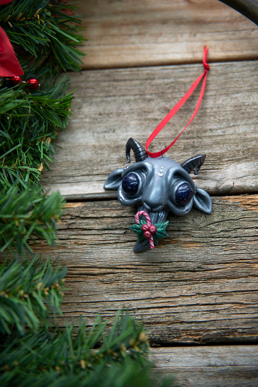Gray Yule Goat Ornament #2