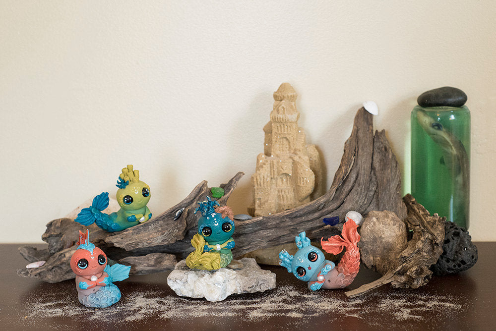 Ren the Mermish - OOAK collectible handmade polymer clay art toy gift