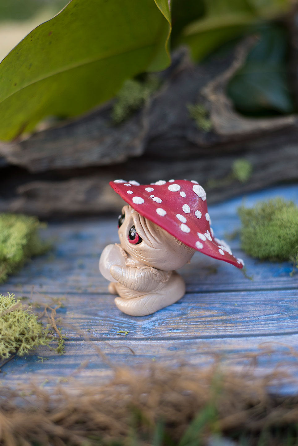 Mishroom Jr the mushroom Mish - OOAK collectible handmade polymer clay art toy gift