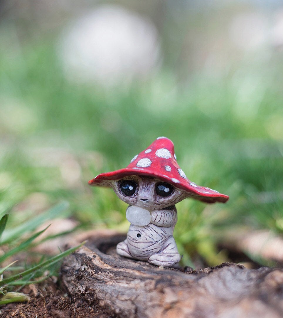 Mishroom Jr the mushroom Mish - OOAK collectible handmade polymer clay art toy gift