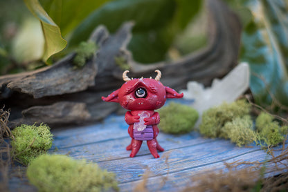 SALE!!! Valentine the cyclops Mish - OOAK collectible handmade polymer clay art toy gift
