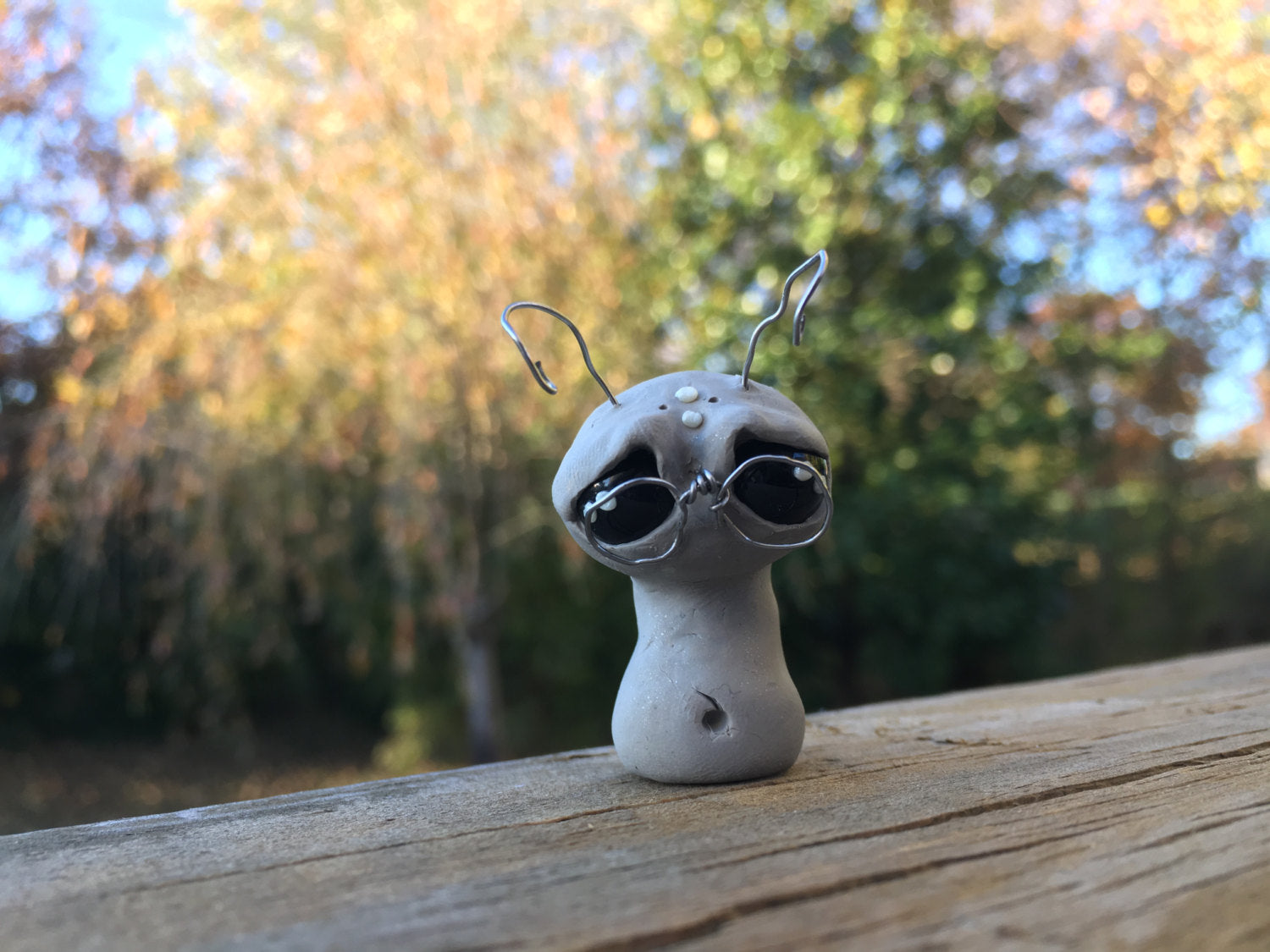Bookworm Sprocket -OOAK collectible handmade polymer clay art toy gift