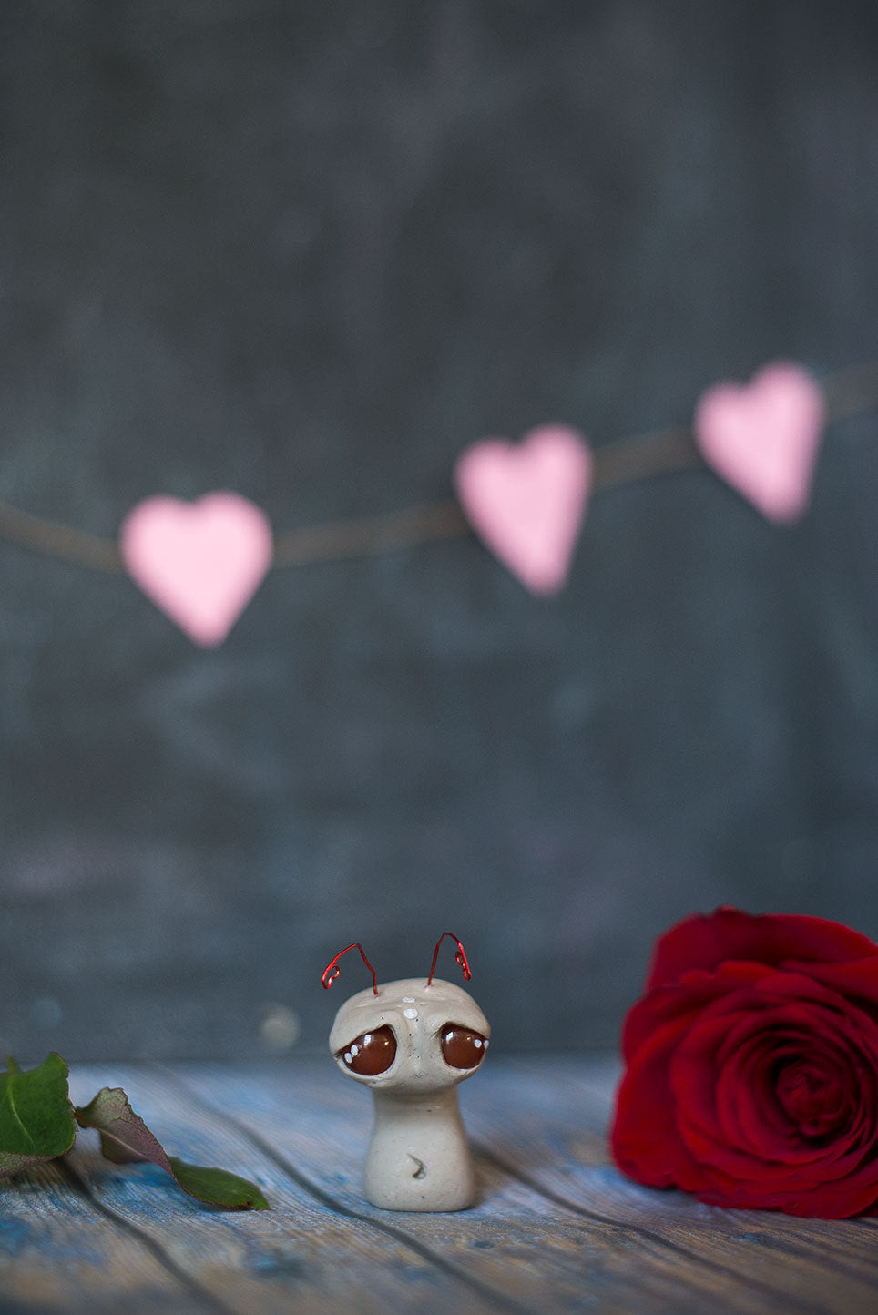 Red Eyed Love Sprocket -OOAK collectible handmade polymer clay art toy gift