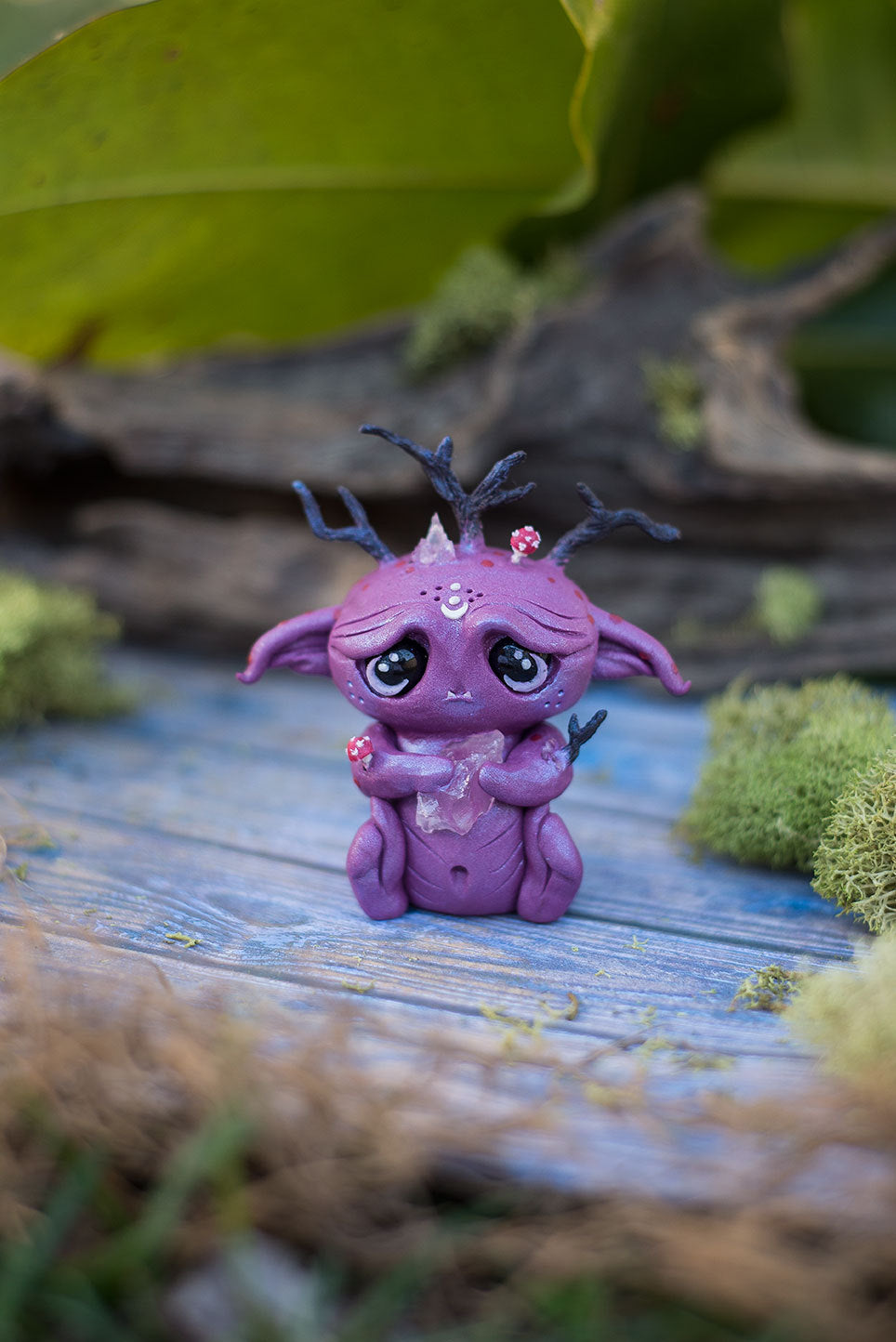 Violet the goblin Mish - OOAK collectible handmade polymer clay art toy gift
