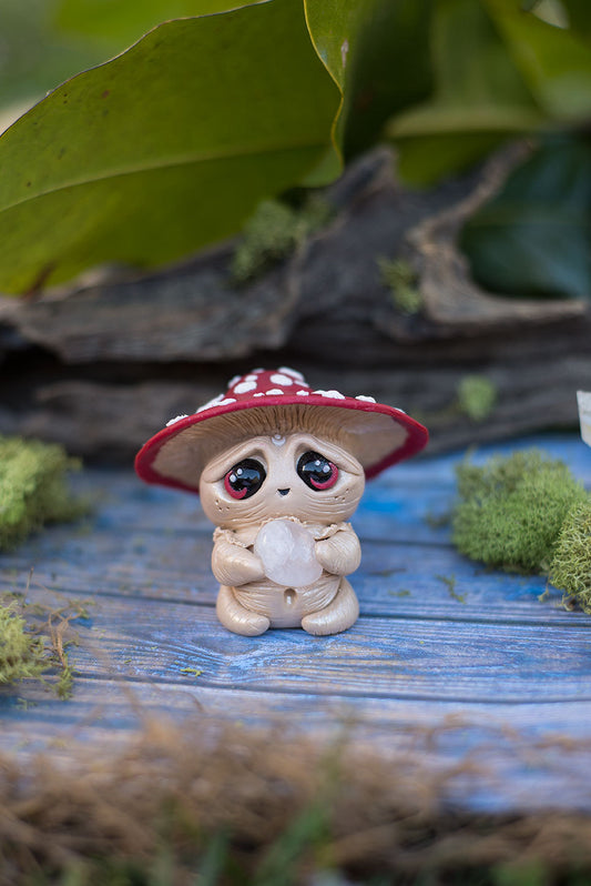 Mishroom Jr the mushroom Mish - OOAK collectible handmade polymer clay art toy gift