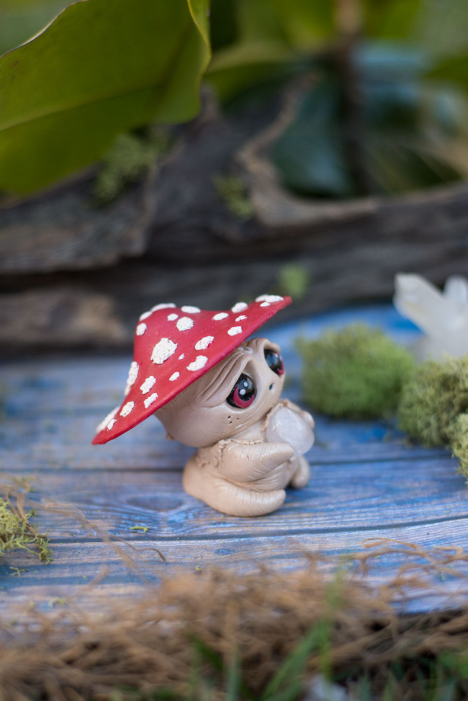 Mishroom Jr the mushroom Mish - OOAK collectible handmade polymer clay art toy gift