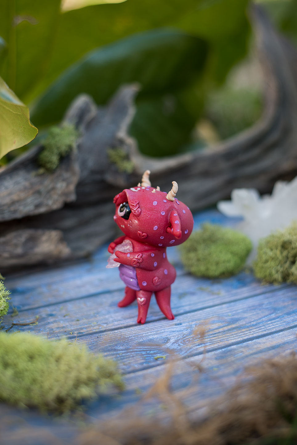 SALE!!! Valentine the cyclops Mish - OOAK collectible handmade polymer clay art toy gift