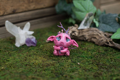 Pink Goblin Mish - OOAK collectible handmade polymer clay art toy gift