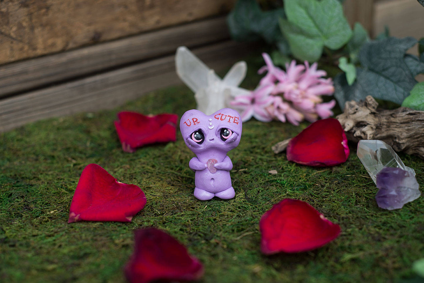 SALE!!! U R Cute Conversation Heart Mish - OOAK collectible handmade polymer clay art toy gift